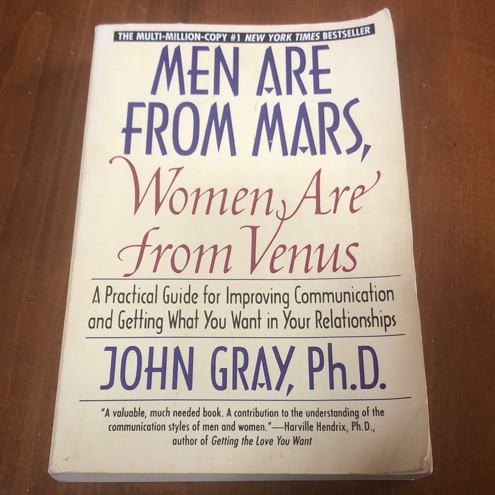 Men Are From Mars, Women Are From Venus by John Gray - Cream & Purple Cover